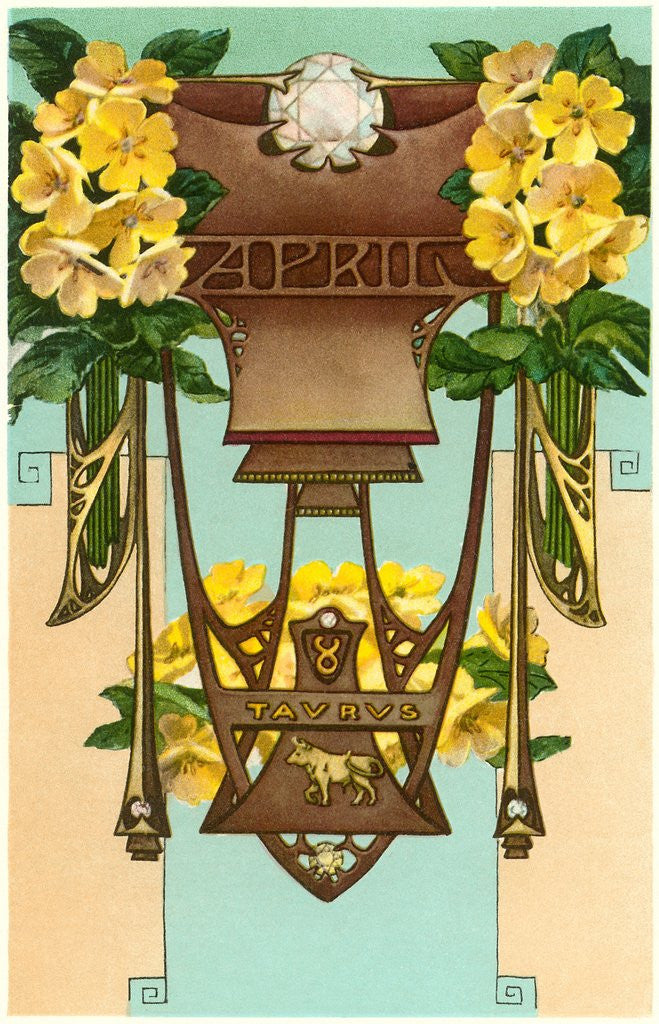 Detail of Art Nouveau April, Taurus by Corbis