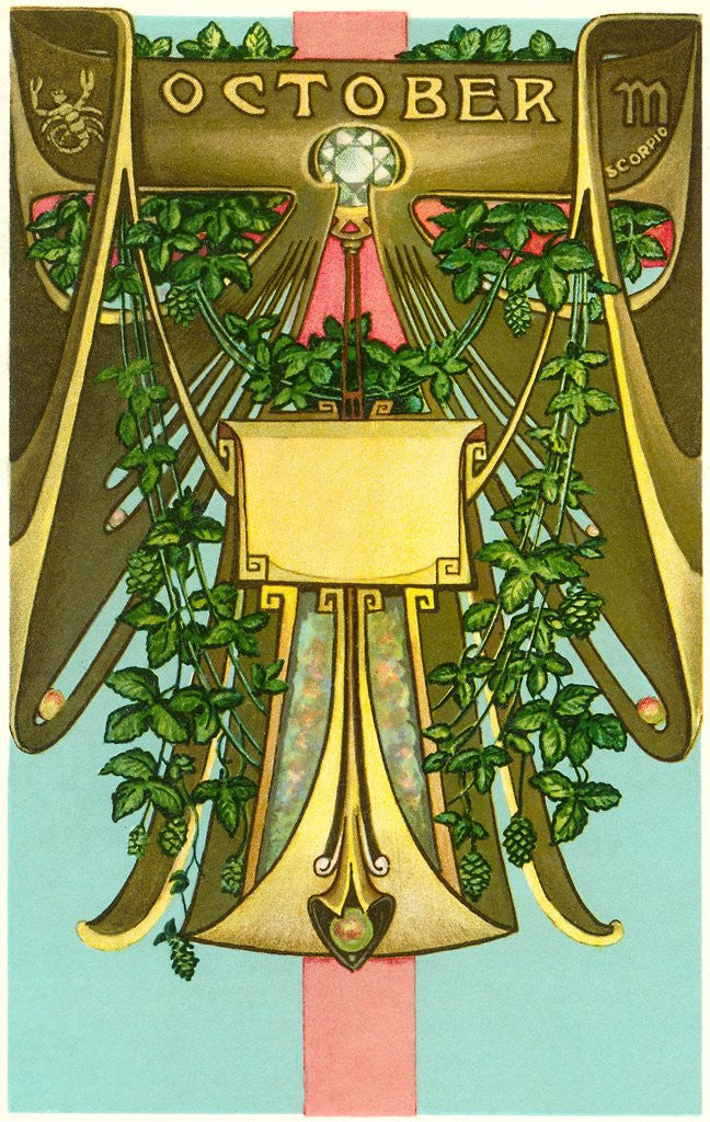 Detail of Art Nouveau October, Scorpio by Corbis