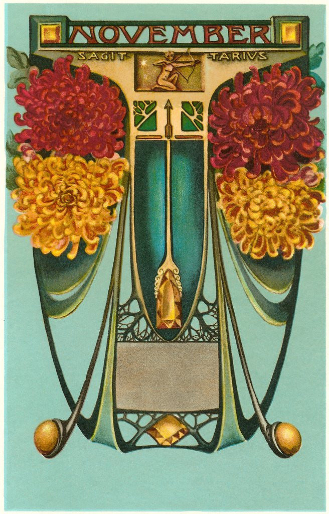 Detail of Art Nouveau November, Sagittarius by Corbis