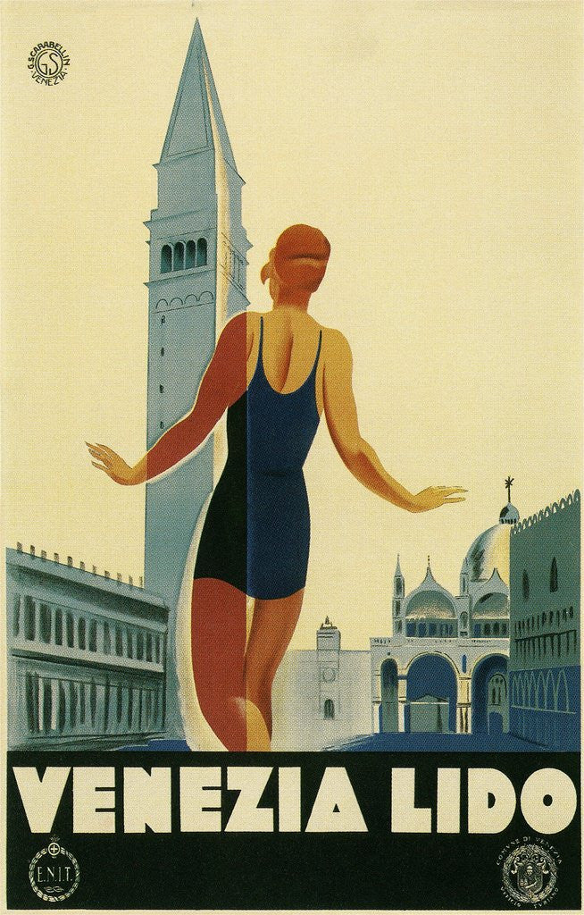 Detail of Travel Poster for the Lido, Venice, Italy by Corbis