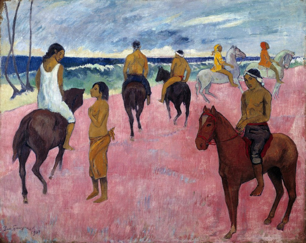 Detail of Horsemen on the Beach by Paul Gauguin