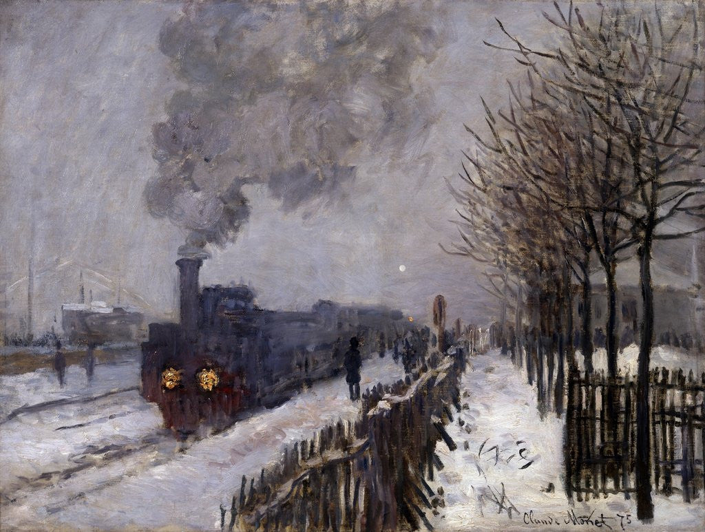 Detail of The Train in the snow by Claude Monet