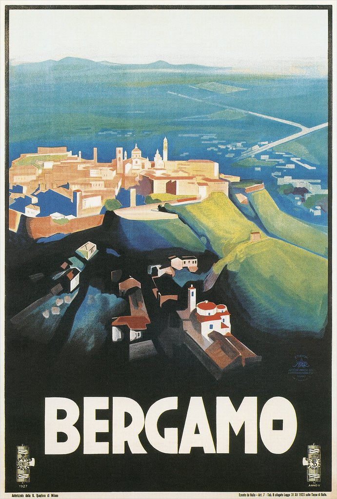 Detail of Travel Poster for Bergamo, Italy by Corbis