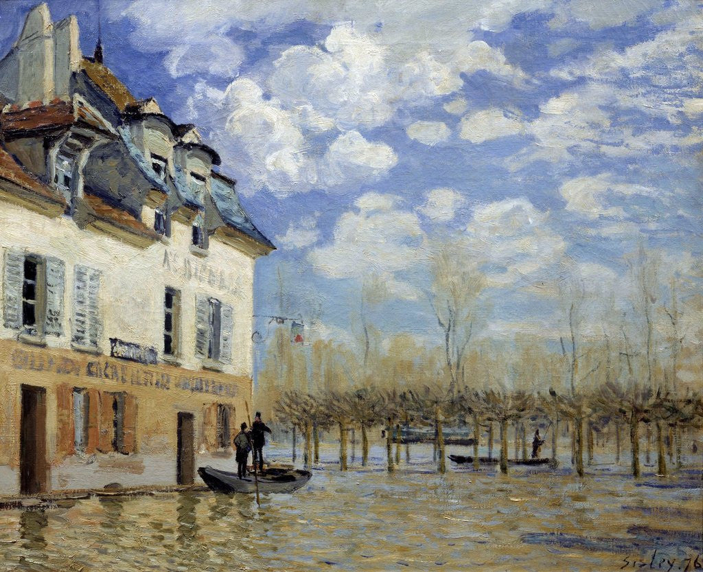 Detail of Boat in the flood at Port Marly, by Alfred Sisley