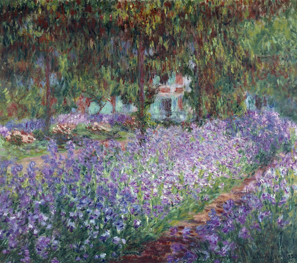 Detail of The artist's garden at Giverny - by Claude Monet