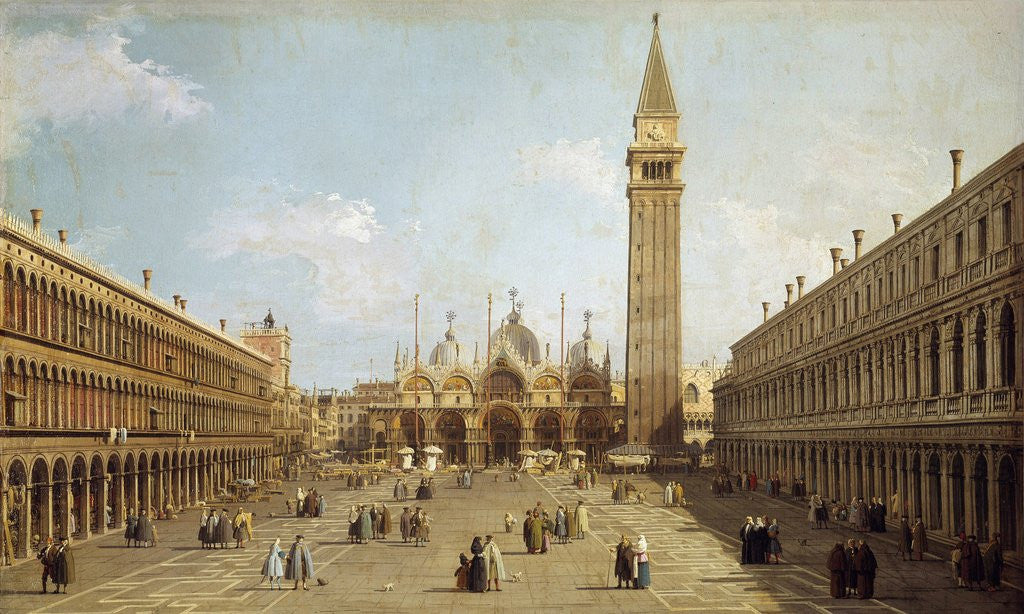 Detail of View of the Piazza San Marco in Venice - by Canaletto