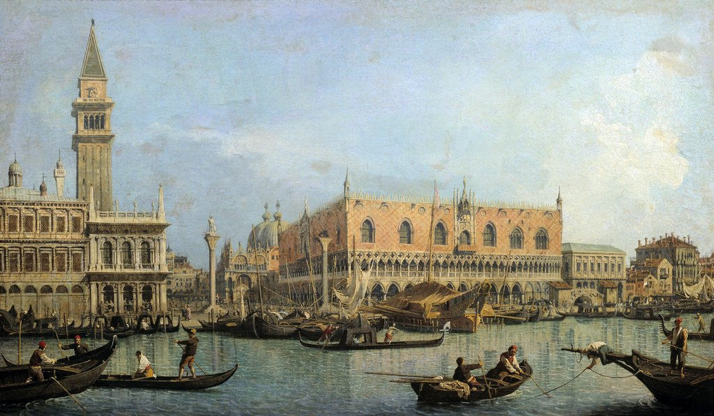 Detail of The Molo from the basin of San Marco, Venice by Canaletto