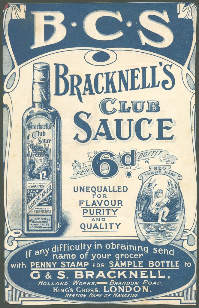 Detail of Bracknell's Club Sauce, 1890s. by Corbis