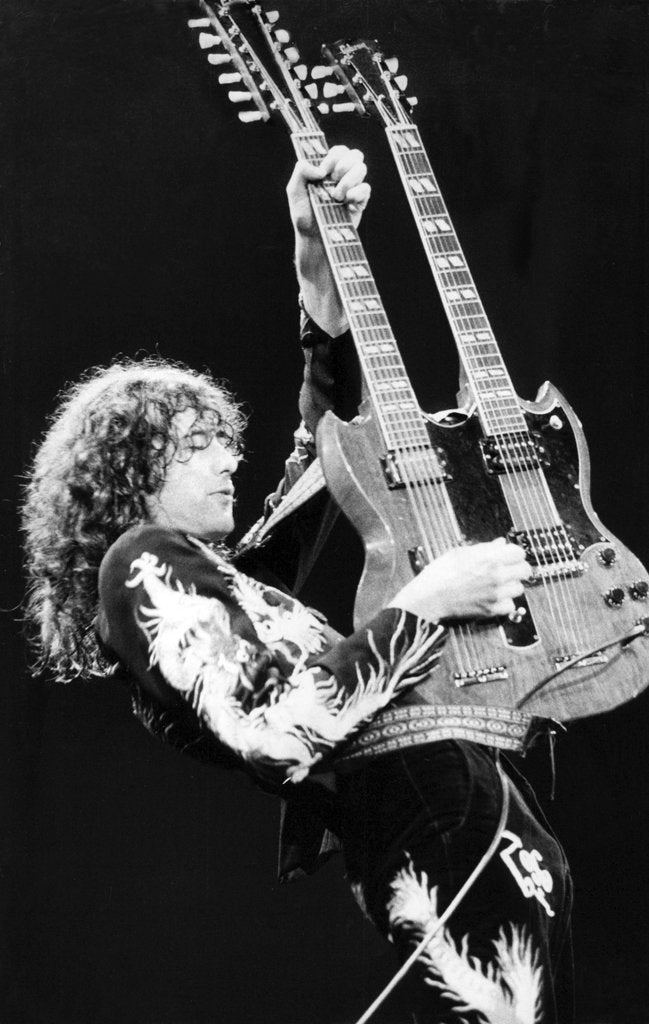 Detail of Jimmy Page of Led Zeppelin by Associated Newspapers