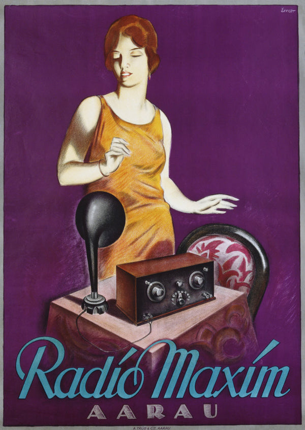 Poster Manifesto Locandina Pubblicità Stampa Vintage Grammofono Radio Radiola
