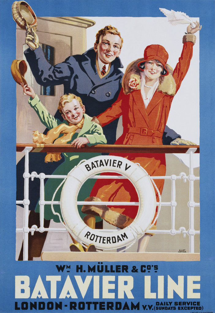 Detail of Batavier Line Travel Poster by Allan Harker