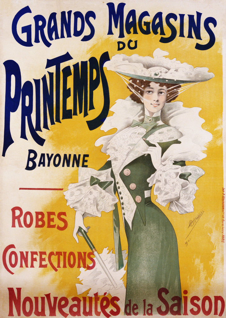 Detail of Grands Magasins du Printemps Bayonne Fashion Poster by Alfred Choubrac