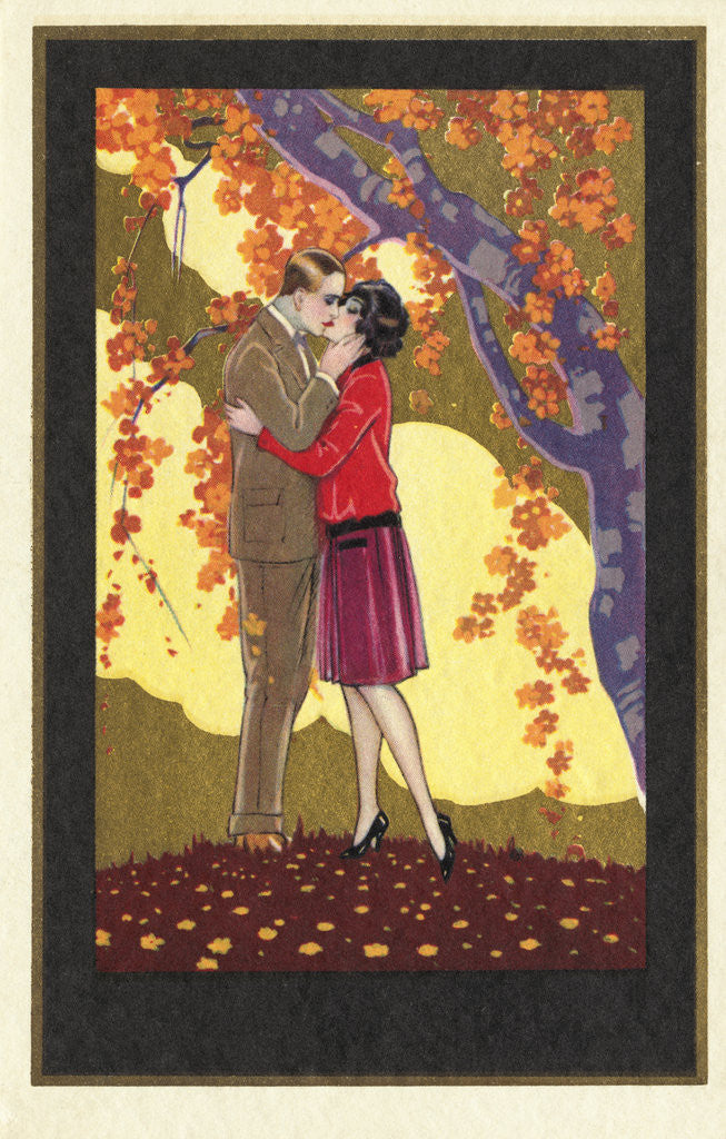 Detail of Italian Postcard of a Kissing Couple by Corbis