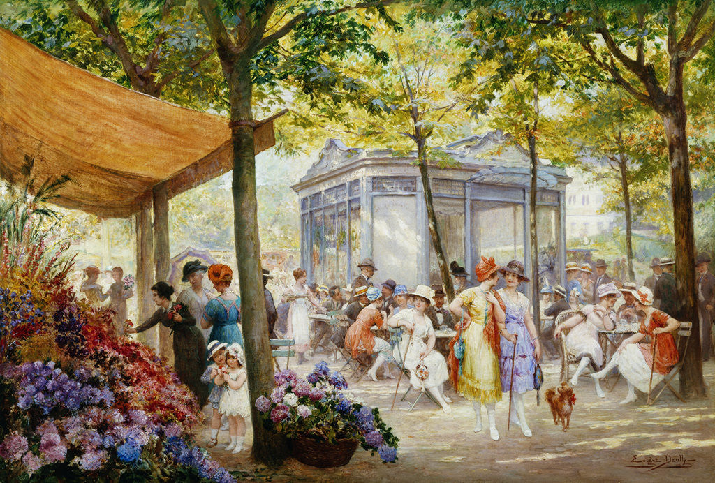Detail of A Parisian Flower Market by Eugene Auguste Francois Deully