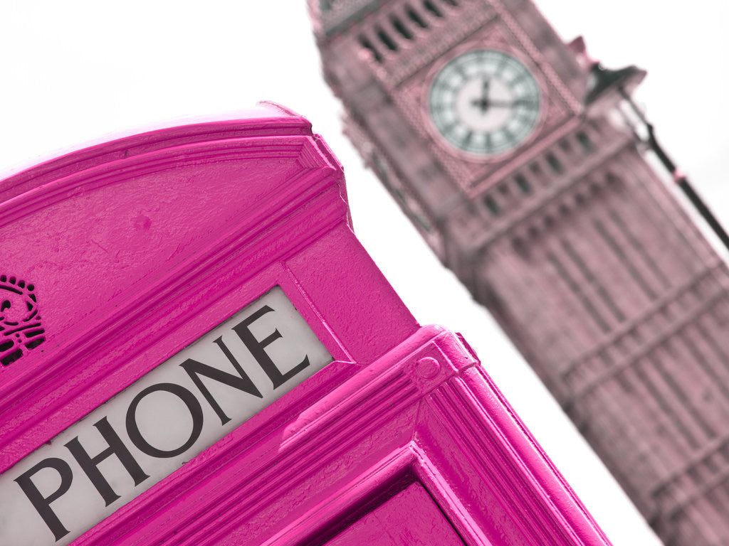 Detail of London Telephone Box and the Big Ben by Assaf Frank