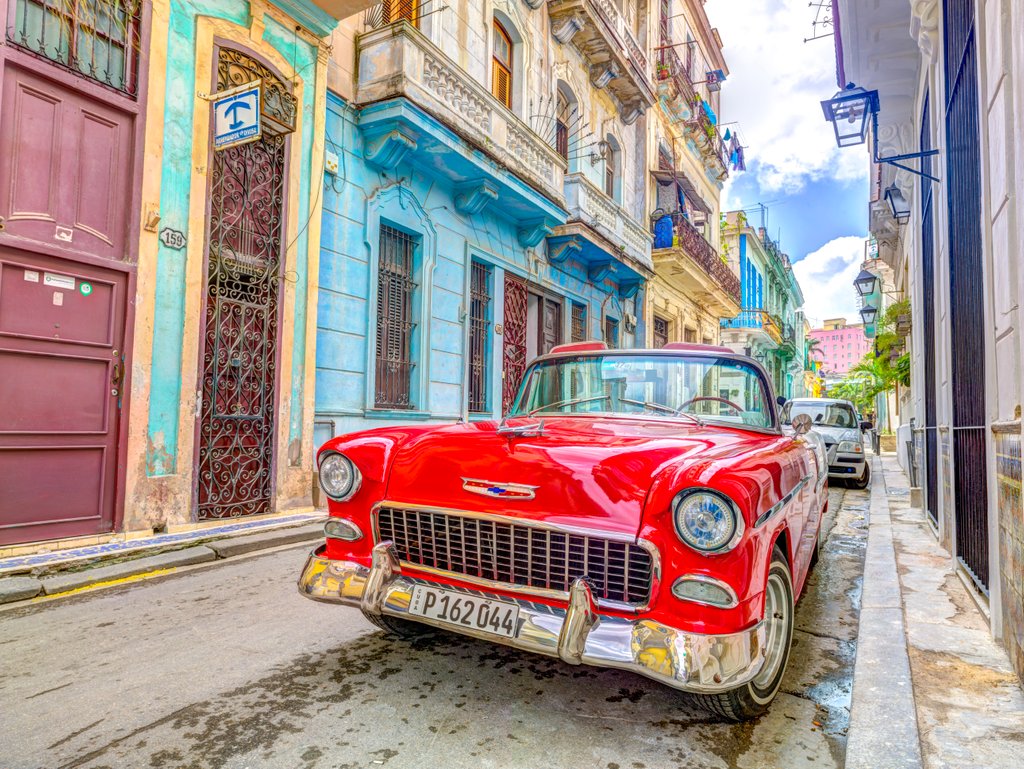 Detail of Vintage car in Havana by Assaf Frank