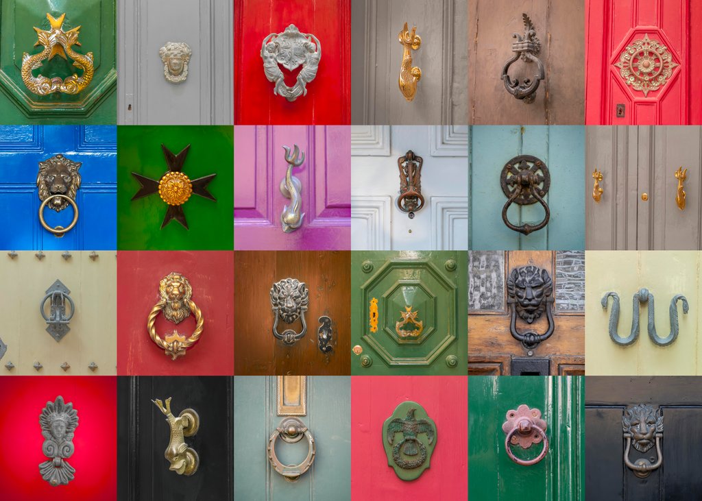 Detail of Doorknobs collage by Assaf Frank