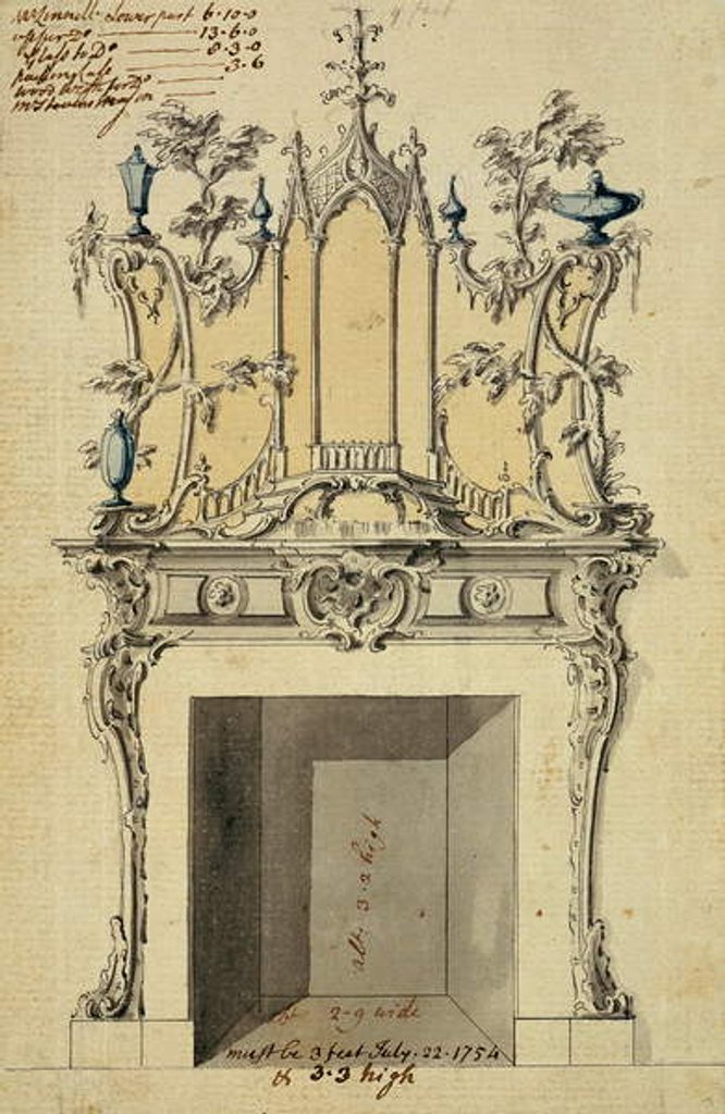 Detail of Design for Rococo Chimney Piece, 1754 by John Linnell