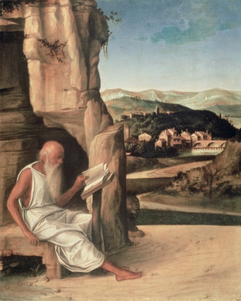 Detail of St. Jerome Reading in a Landscape by Giovanni Bellini