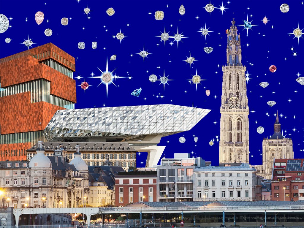 Detail of Antwerp by night, 2018 by Anne Storno