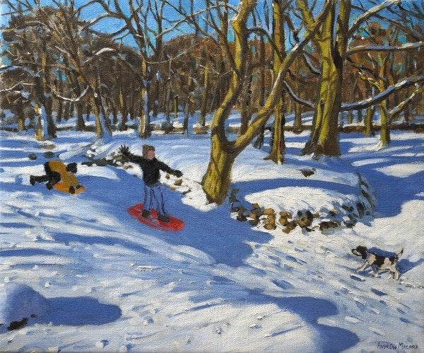 Detail of Red sledge, Lomberdale Hall, Derbyshire by Andrew Macara