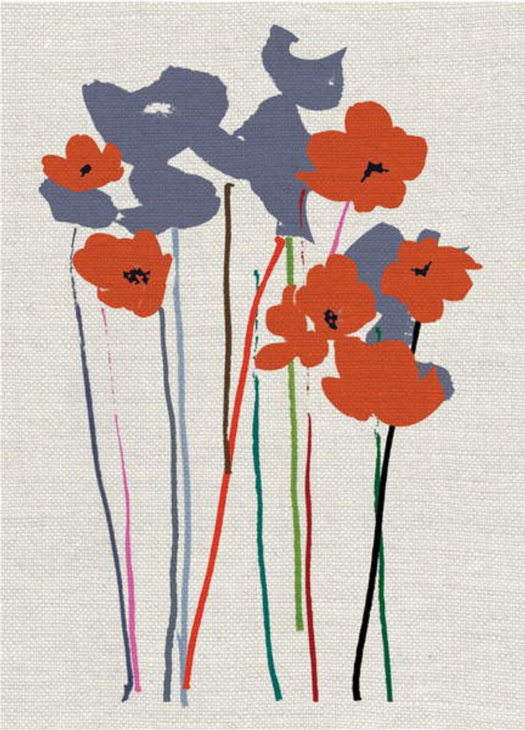 Detail of Printed Poppies by Jenny Frean