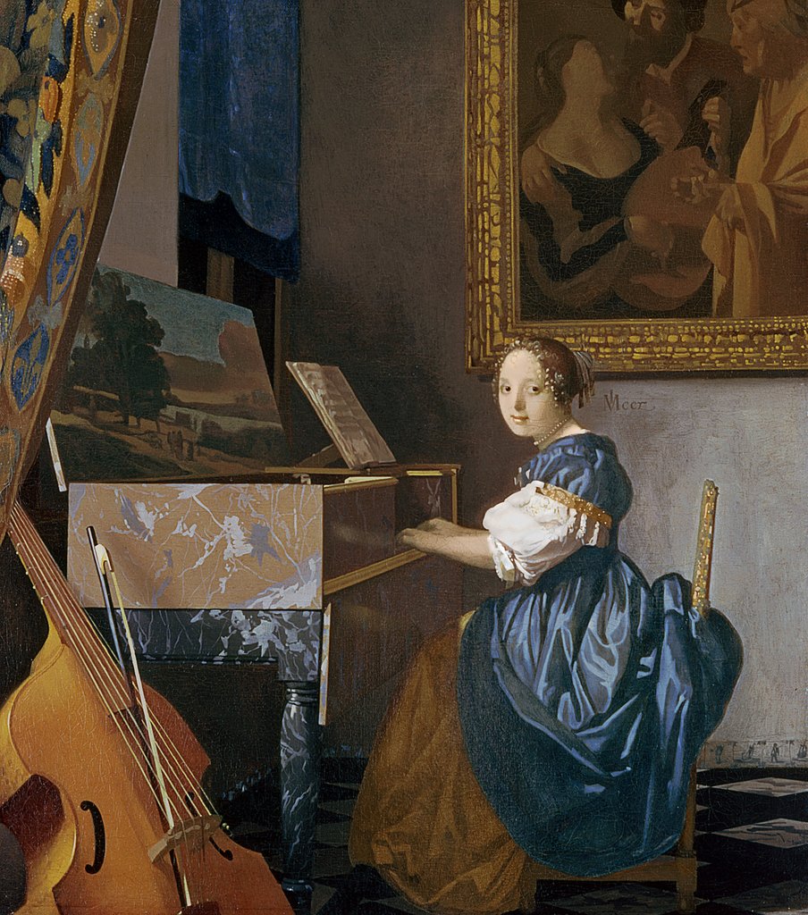 Detail of A Young Lady Seated at a Virginal, c.1670 by Jan Vermeer