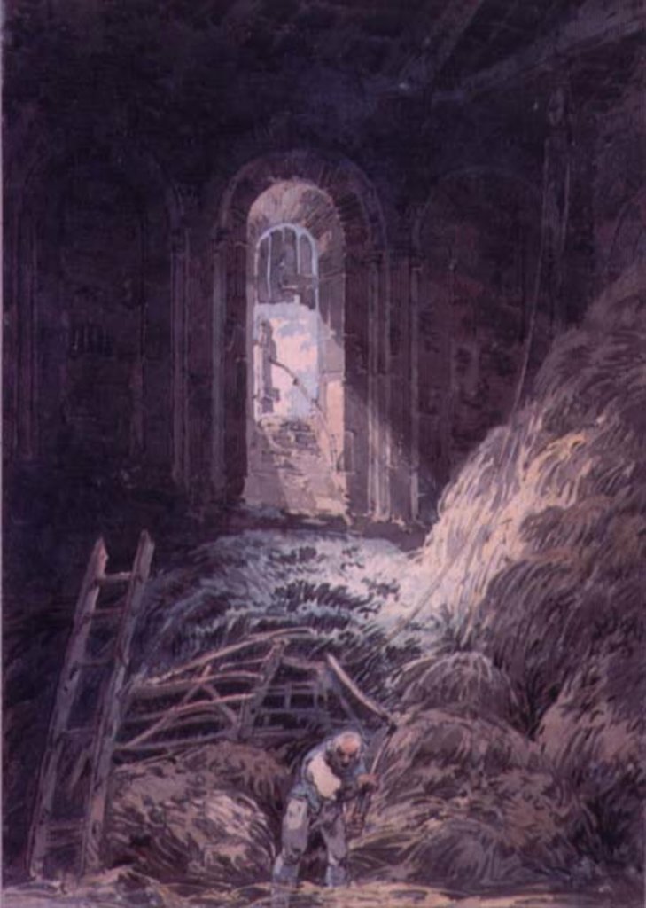 Detail of A Barn, Interior of the Ruined Refectory of St. Martin's Priory, Dover by Joseph Mallord William Turner