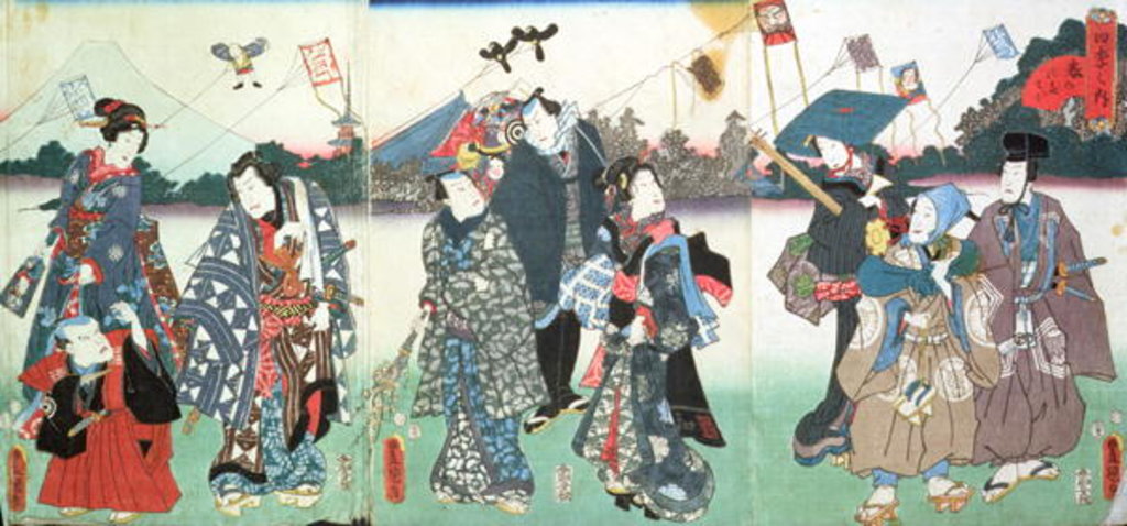 Detail of New Year's festival by Utagawa Kunisada
