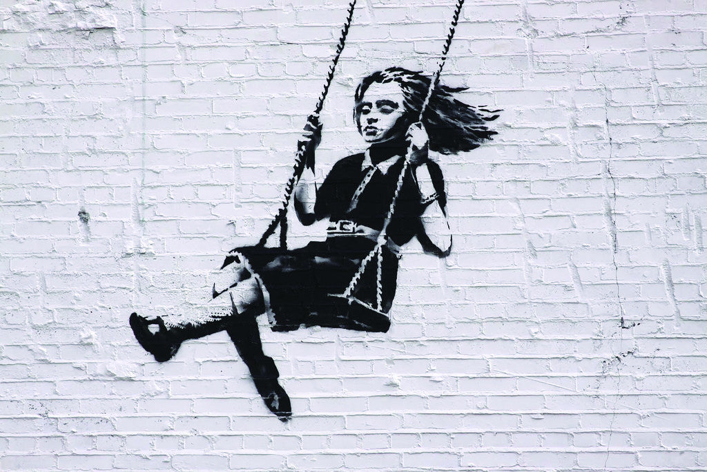 Detail of Swing Girl by Banksy