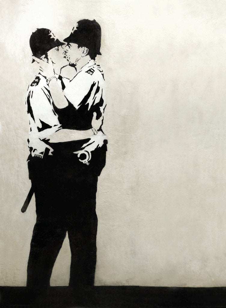 Detail of Kissing Coppers by Banksy