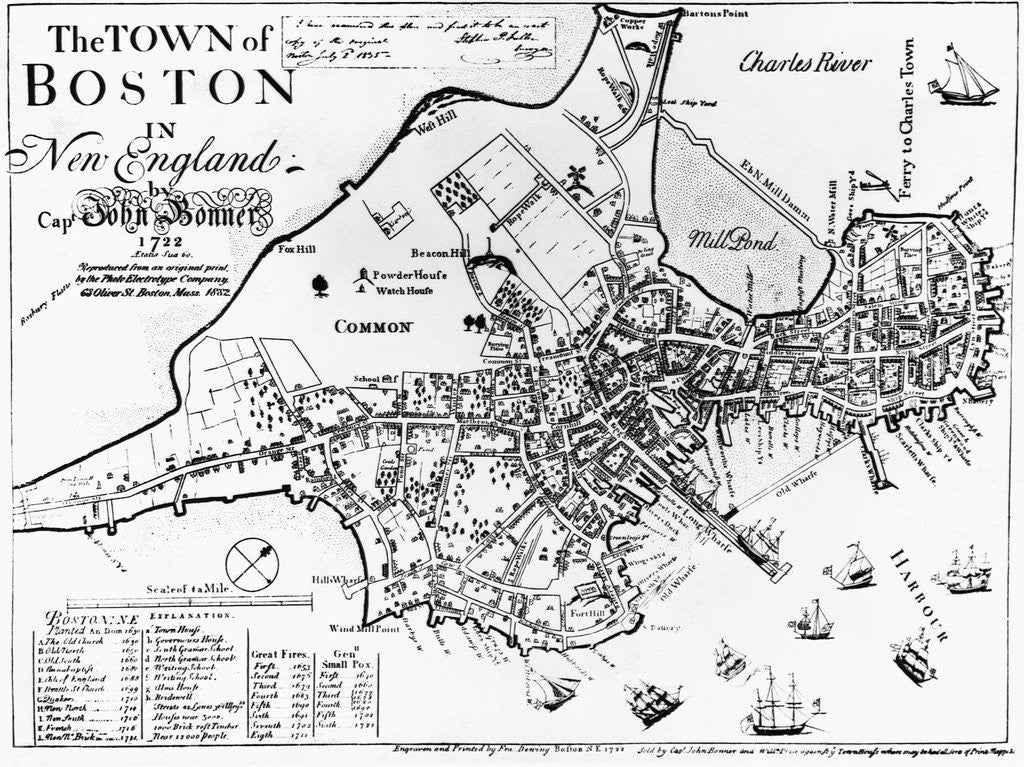 Detail of 1722 Map of Boston by Corbis