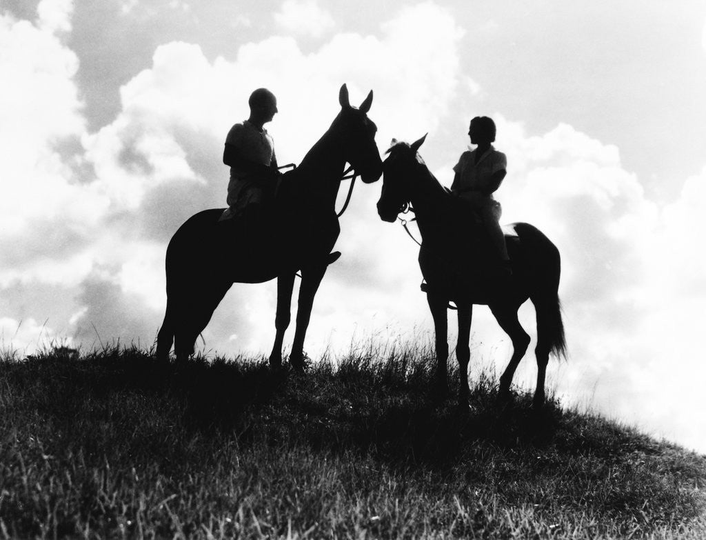 Detail of Silhouette of Horses and Riders by Corbis