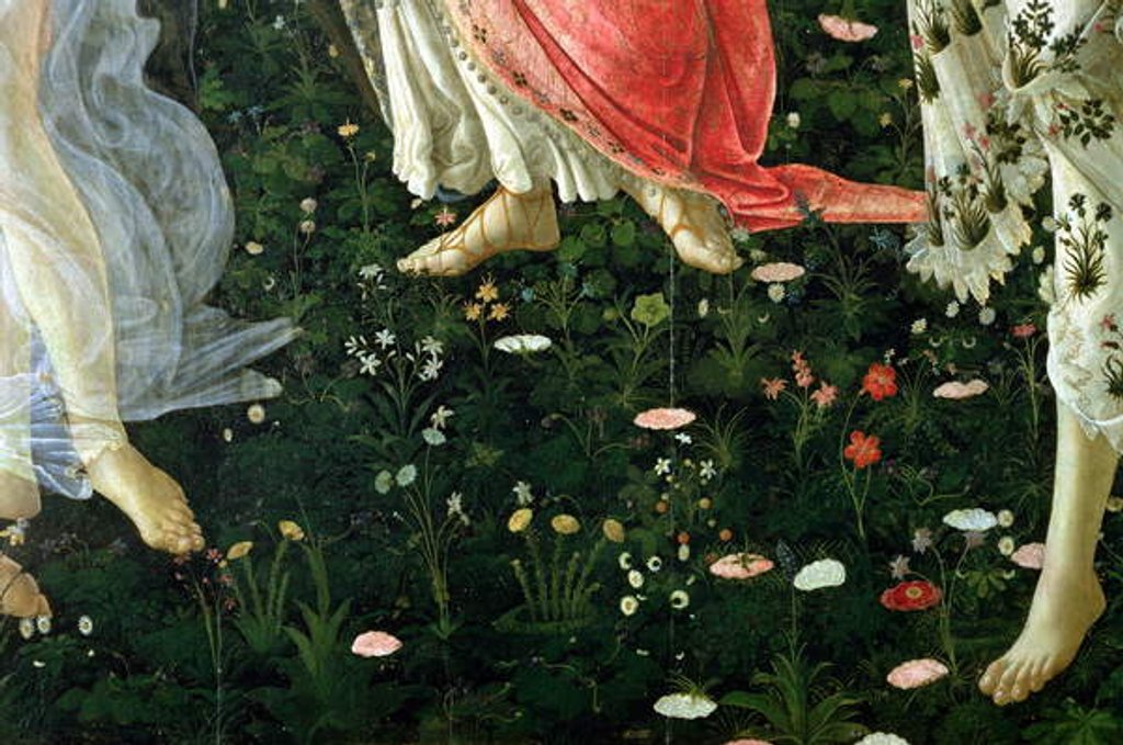 Detail of Primavera: detail of flowers by Sandro Botticelli