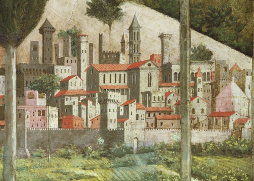 Detail of Medieval town by Benozzo di Lese di Sandro Gozzoli