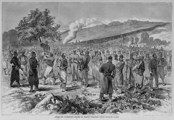 After the surrender - masses of french prisoners under Prussian guard ...