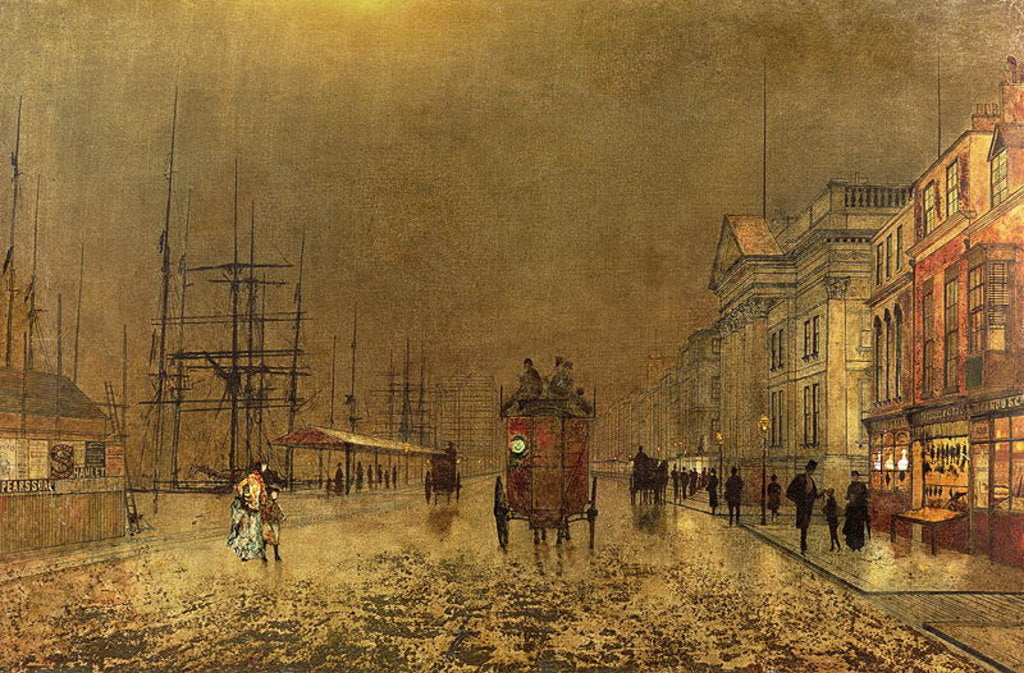 Detail of A Liverpool Street by John Atkinson Grimshaw