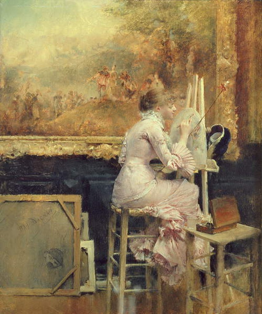 Detail of Young Watercolourist in the Louvre, c.1891 by Pascal Adolphe Jean Dagnan-Bouveret