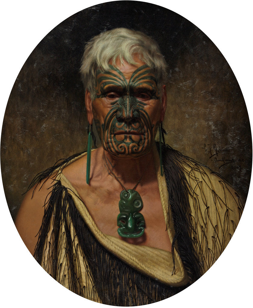 Detail of Te Aho Te Rangi Wharepu by Charles Frederick Goldie