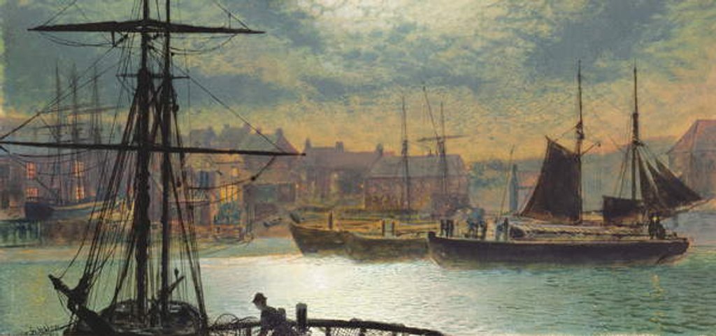 Detail of Whitby by Moonlight, 1876 by John Atkinson Grimshaw