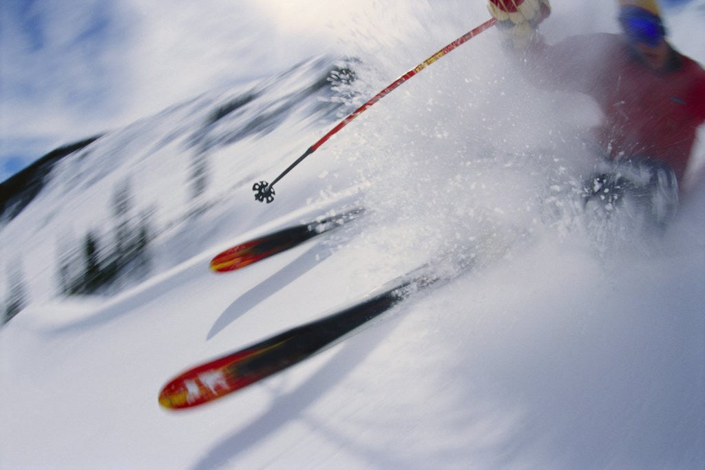 Detail of Skier Performing Sharp Turn by Corbis