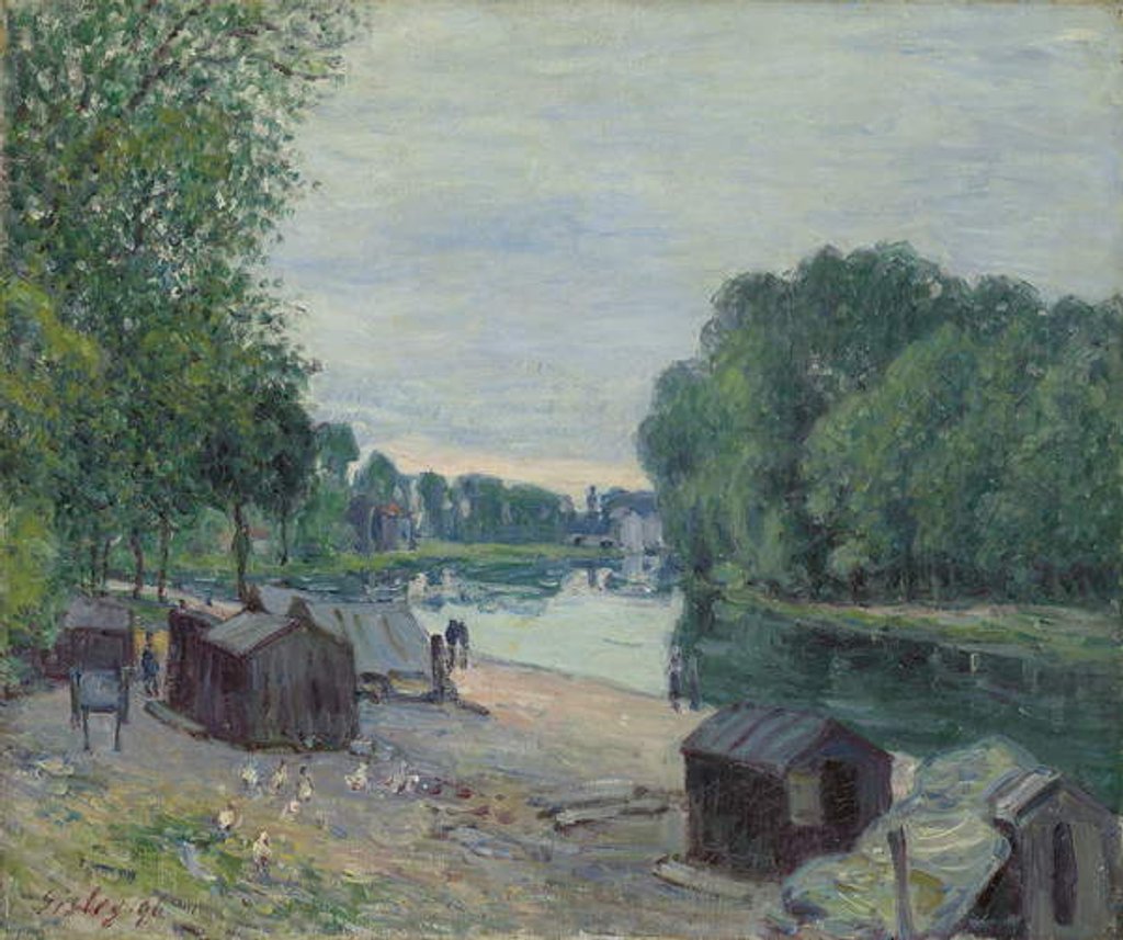 Detail of Huts at the Edge of the Loing; Cabanes au bord du Loing, 1896 by Alfred Sisley