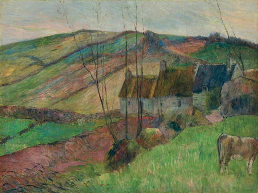 Detail of Cottages on the Flanks of Mont Sainte-Marguerite; Chaumieres au flanc de la Montagne Sainte-Marguerite, 1888 by Paul Gauguin