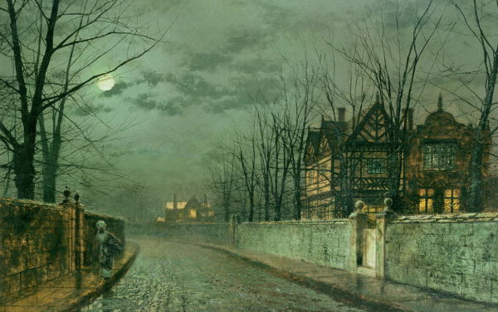 Detail of Old English House, Moonlight after Rain, 1883 by John Atkinson Grimshaw