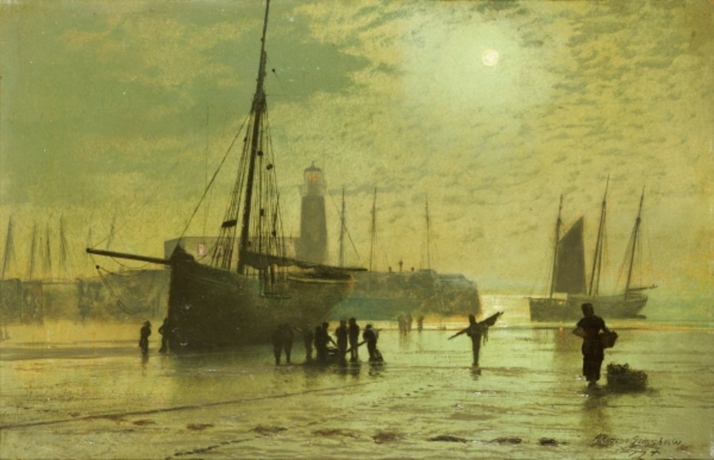 Detail of The Lighthouse at Scarborough, 1877 by John Atkinson Grimshaw
