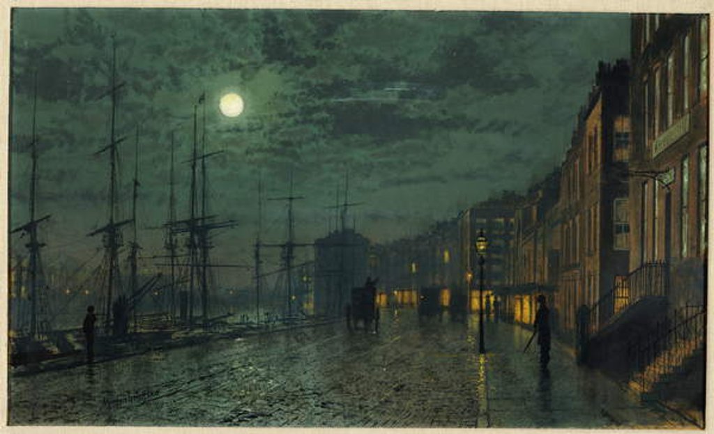 Detail of City Docks by Moonlight by John Atkinson Grimshaw