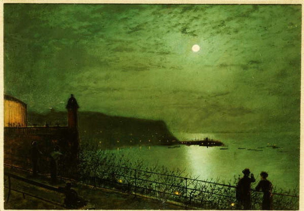 Detail of Scarborough by Moonlight from the steps of the Grand Hotel by John Atkinson Grimshaw
