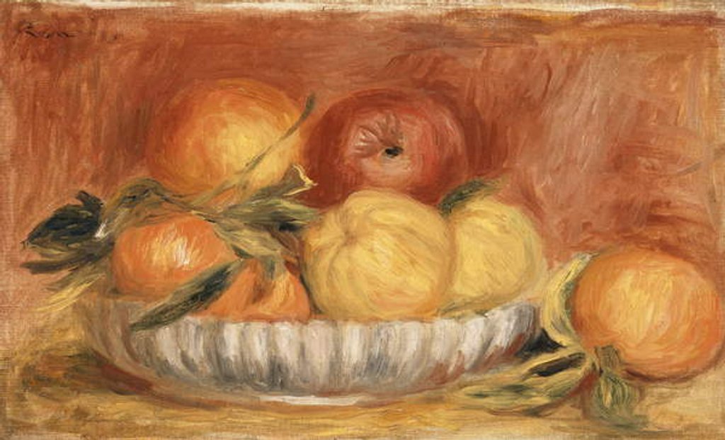 Detail of Still-life with Apples and Oranges; Nature Morte aux pommes et oranges, late 1890's by Pierre Auguste Renoir