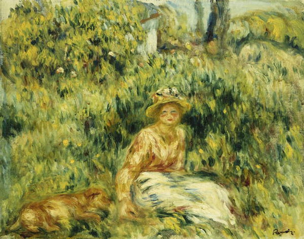 Detail of Young Woman in a Garden; Jeune Femme dans un Jardin, c.1916 by Pierre Auguste Renoir