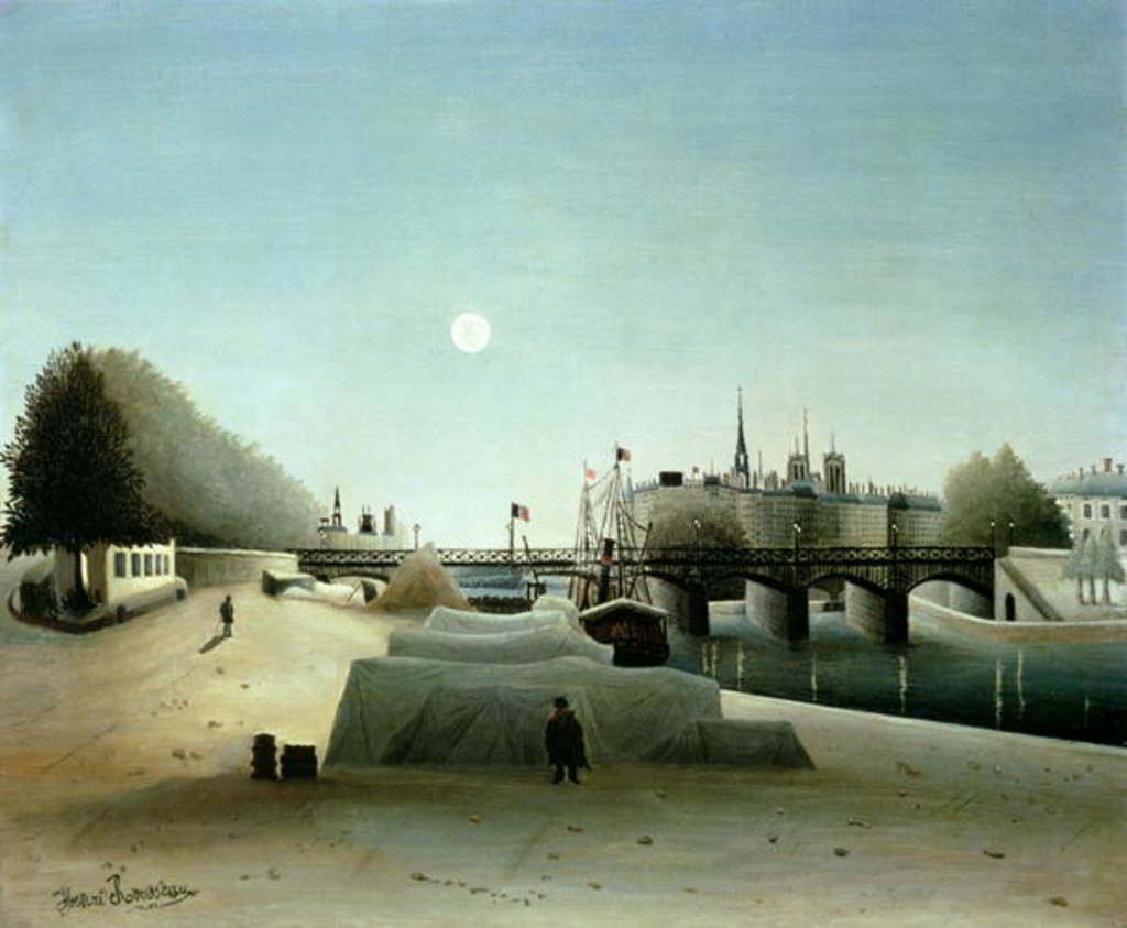 Detail of A View of the Ile Saint-Louis from Port Saint-Nicolas, Evening, c.1888 by Henri J.F. Rousseau